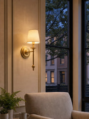 Rowan Fabric Shade Wall Sconce in Antique Copper - Vintage Luxury Light for Interiors